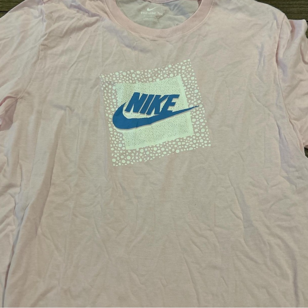 Nike Light Pink Tee with Blue Graphic